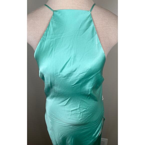 Retrofete Nyssa Halterneck High Slit Pistachio Green Maxi Dress Size Small - Picture 5 of 10